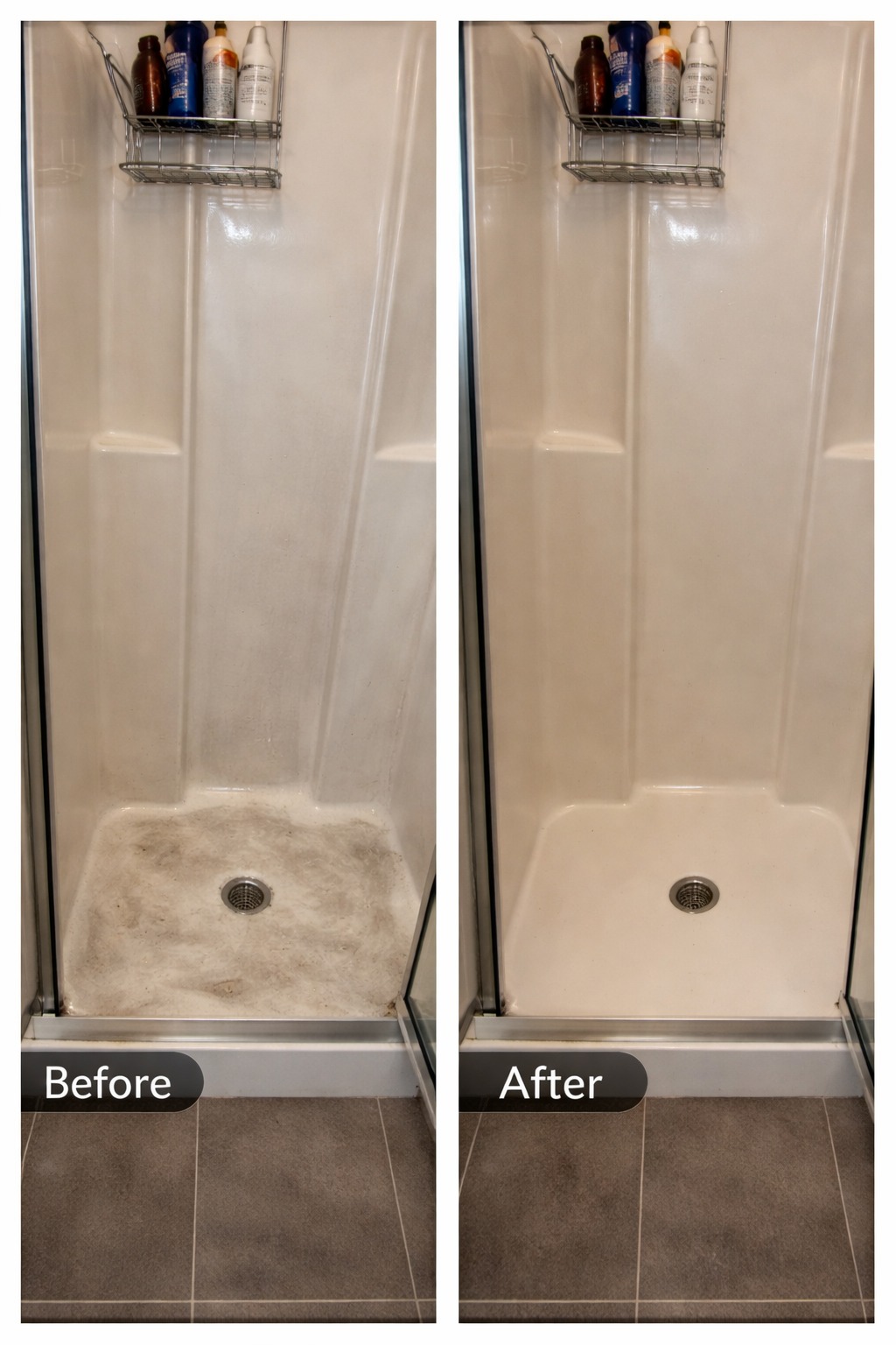 Before and after shower cleaning