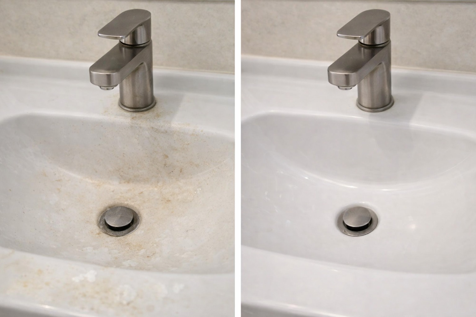 Before and after sink cleaning